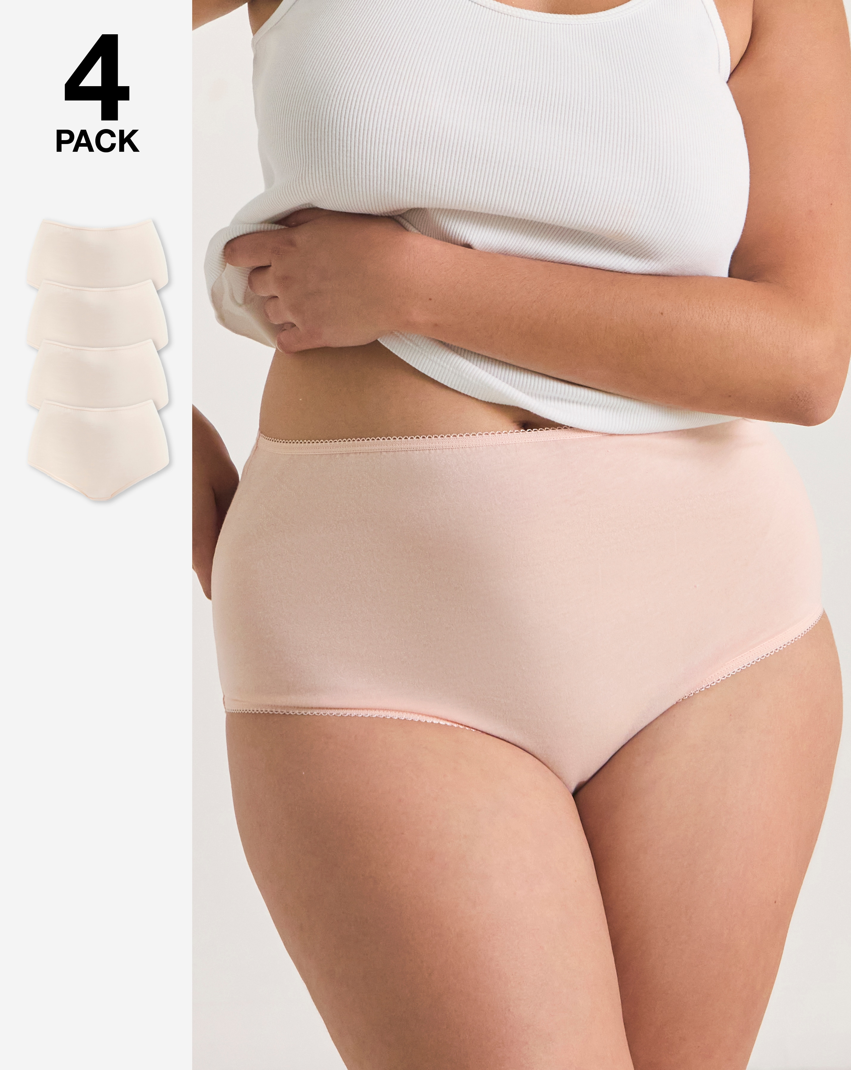 Pretty Secrets (4 Pack) Cotton Full Brief Knickers Blush