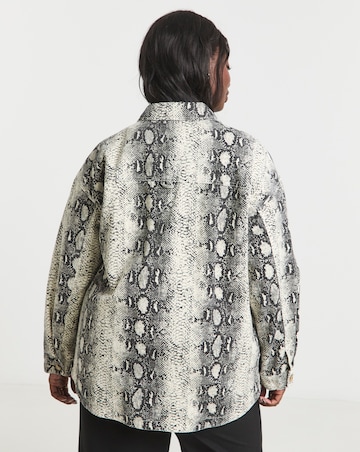 Simply Be Black Snake Print Utility Shacket