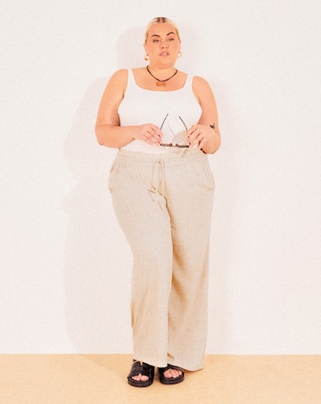 Stone Tie Waist Linen Wide Leg Trouser