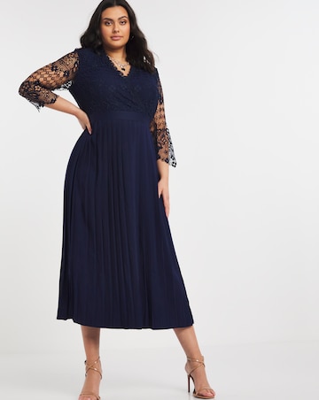 Little Mistress Crochet Midaxi Pleated Dress | Simply Be