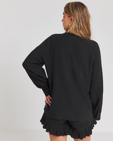 Simply Be Black Cheesecloth Long Sleeve Boxy Shirt