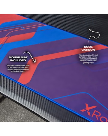 X Rocker Ocelot Gaming Desk with Mousepad - Carbon Black
