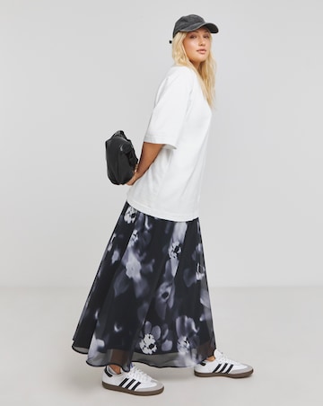 Mono Print Georgette Full Maxi Skirt