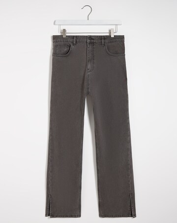Washed Black Non Stretch High Rise 90's Split Hem Straight Leg Jeans