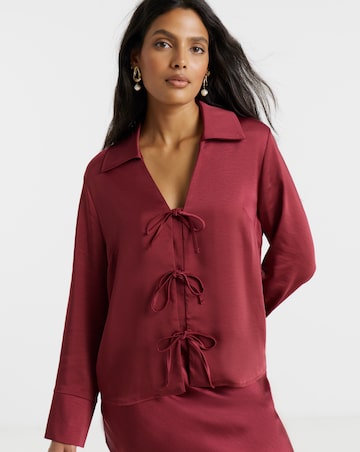Flounce London Satin Tie Detail Blouse