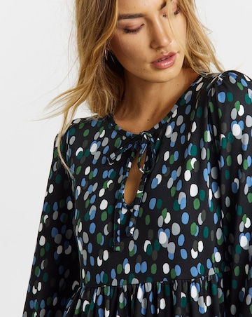 Simply Be Spot Print Supersoft Tie Neck Midi Dress