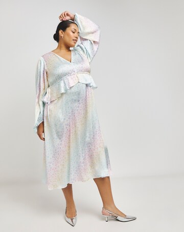 Rainbow Leopard Print Frill Midi Dress