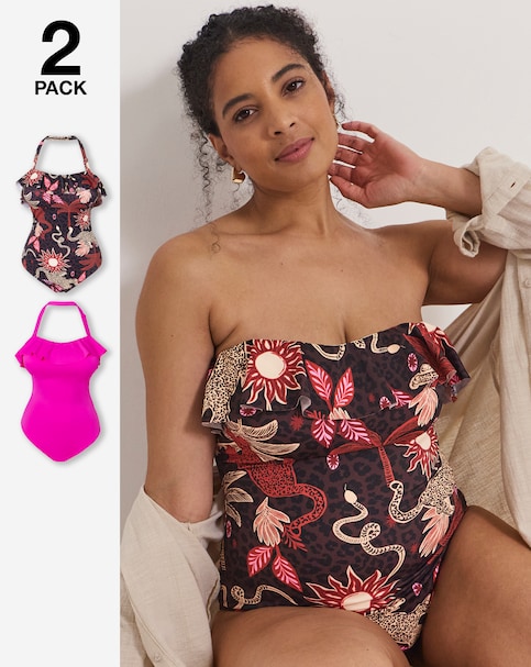 Value 2 Pack Bandeau Ruffle Swimsuits