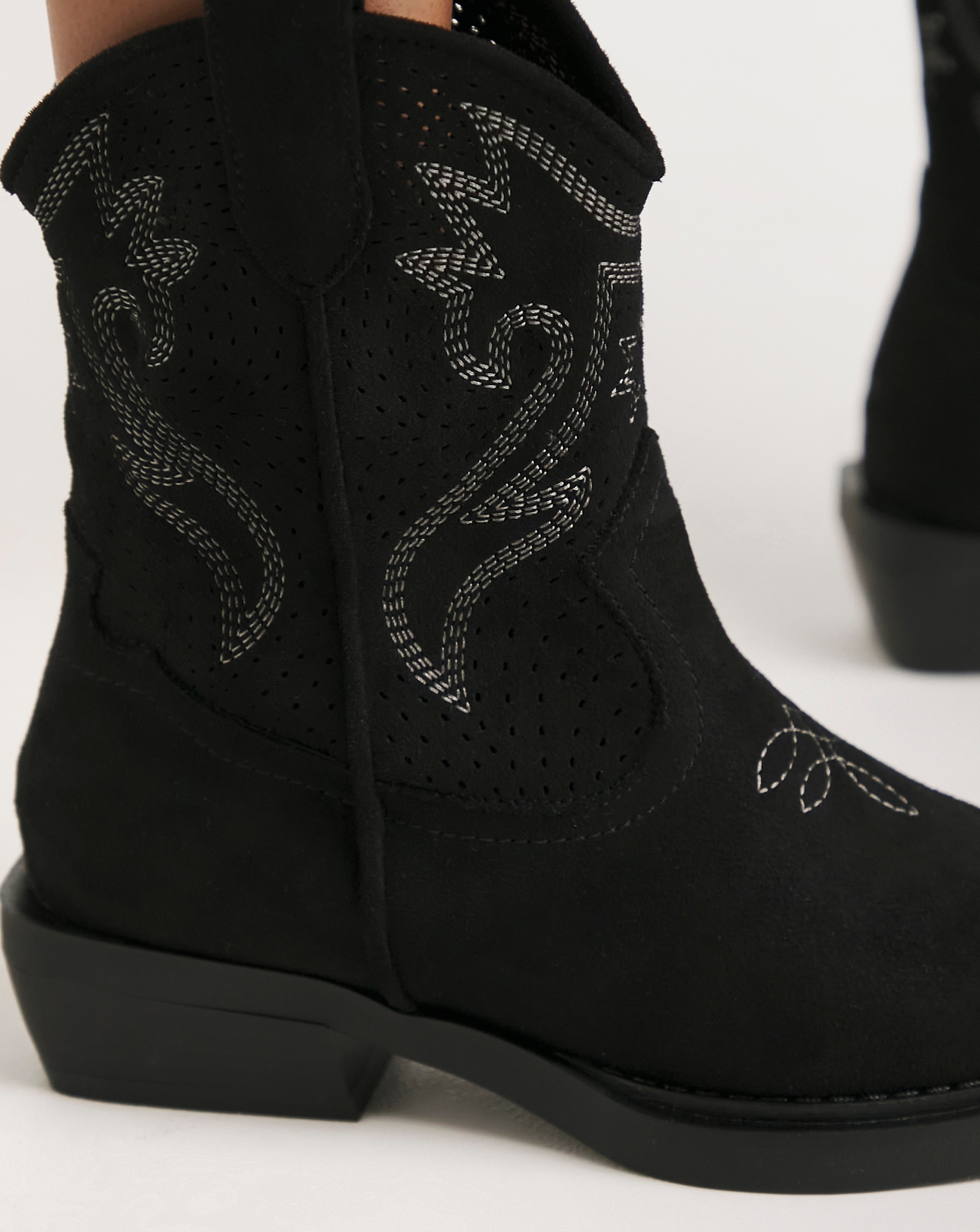 Betsy Western Cowboy Laser Cut Ankle Boots Extra Wide EEE Fit Simply Be