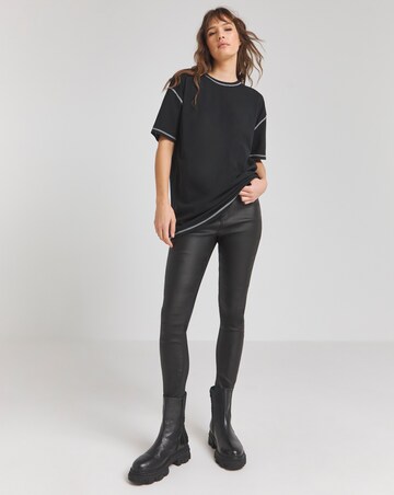 Black Oversized Contrast Seam T-Shirt