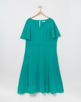 Joanna Hope Green Angel Sleeve Midi Dress