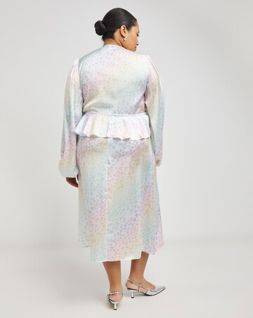 Rainbow Leopard Print Frill Midi Dress