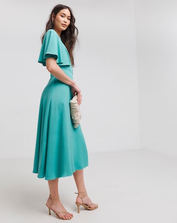 Joanna Hope Green Angel Sleeve Midi Dress