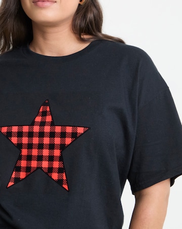 Red Leopard Star Graphic Oversized T-Shirt