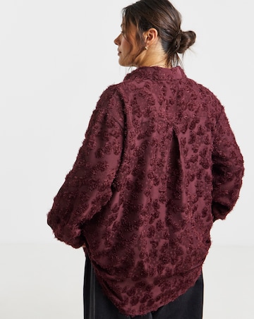 Simply Be Burgundy Fluffy Textured Shirt