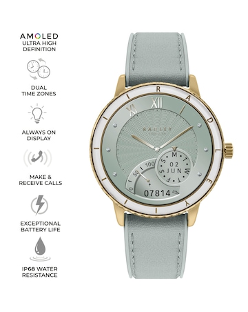 Radley Series 57 AMOLED Leather Silicone Strap Smart Watch - Eucalyptus