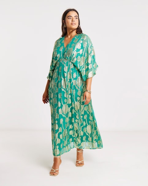 Joanna Hope Metallic Jacquard Tea Dress