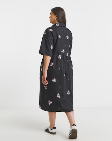 Simply Be Floral Embroidered Midi Shirt Dress