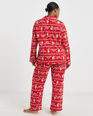 Grinch Christmas Button Through Cotton Pyjama Set
