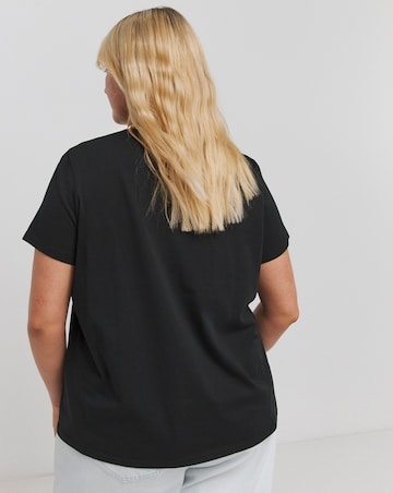 Black Embroidered Smiley Daisy T-Shirt