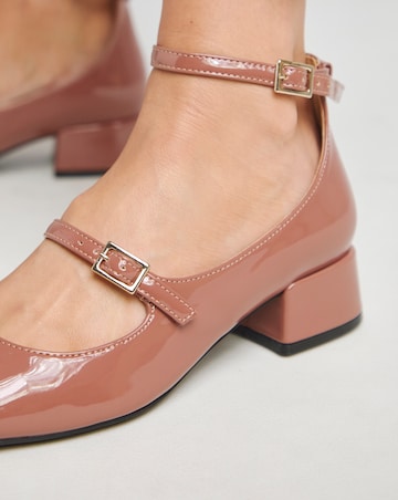 Reno Mary Jane Ankle Strap Block Heel Shoes - Extra Wide Fit (EEE)