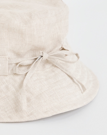 Linen Bow Detail Bucket Hat