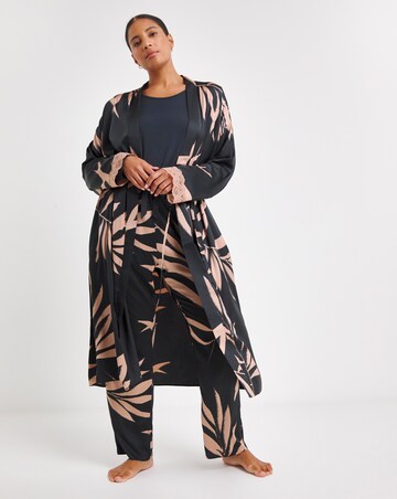 Figleaves Stretch Satin Lace Kimono Gown