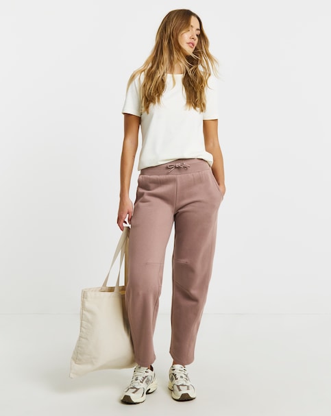 Mocha Wide Leg Jogger With Rib Panel