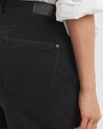 Washed Black Roll Hem Mom Shorts