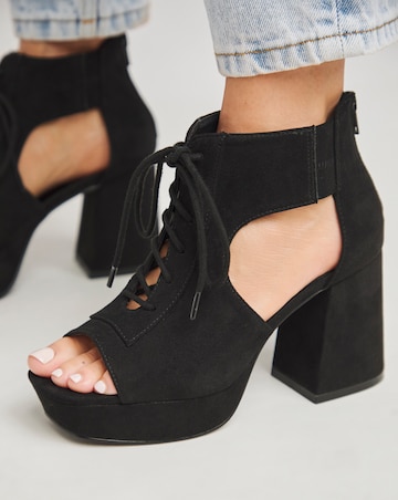 Avar Strappy Heeled Shoe Boots Wide E Fit