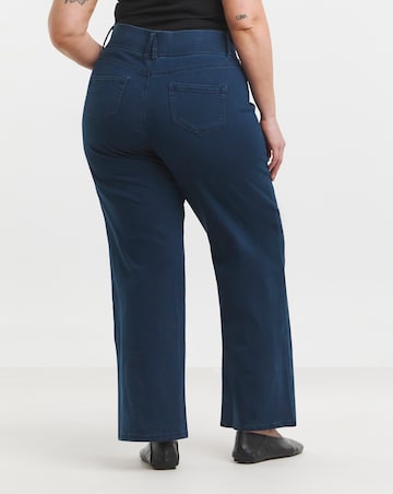 Dark Blue Stretch Wide Leg Pull On Jeggings