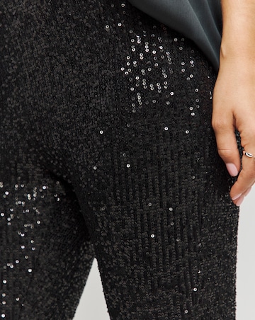 Black Stretch Sequin Pull On Skinny Trousers