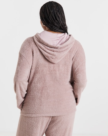 Mocha Fluffy Hooded Zip Through