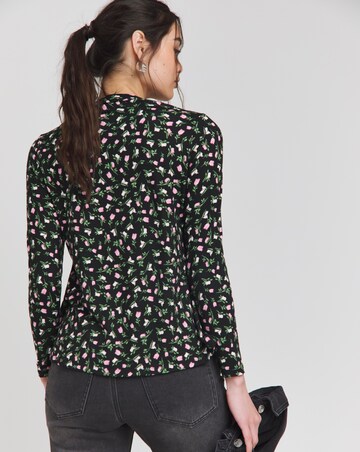 Black Floral Supersoft Key Hole Detail Top