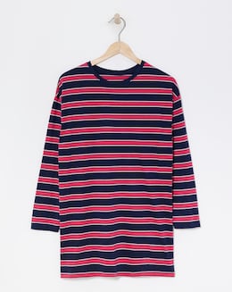 Stripe Long Sleeve Longline Oversized Tee