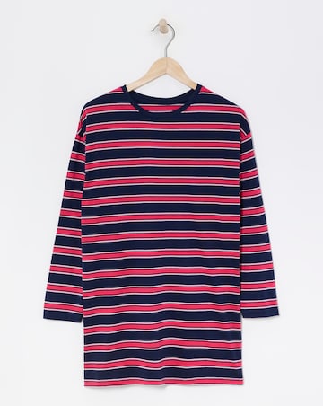 Stripe Long Sleeve Longline Oversized Tee