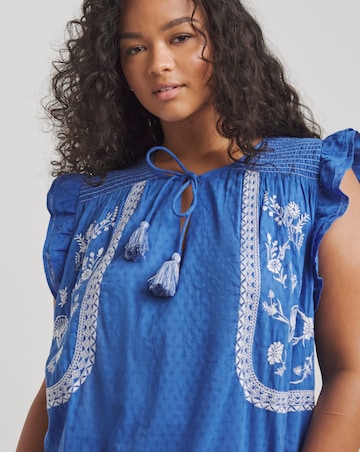 Figleaves Frida Blue Embroidered Beach Dress