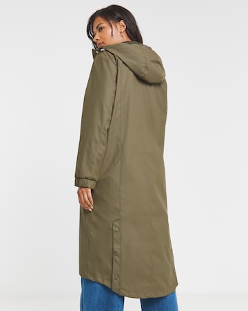 Simply Be Khaki Longline Rubberised Raincoat