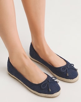 Simply Be Arielle Broderie Ballerina Espadrille Wide E Fit