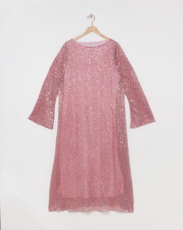Pink Sequin Midaxi Dress