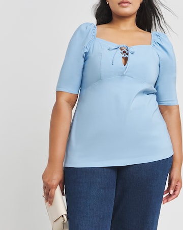 Light Blue Corset Tie Up Bengaline Superstretch Top