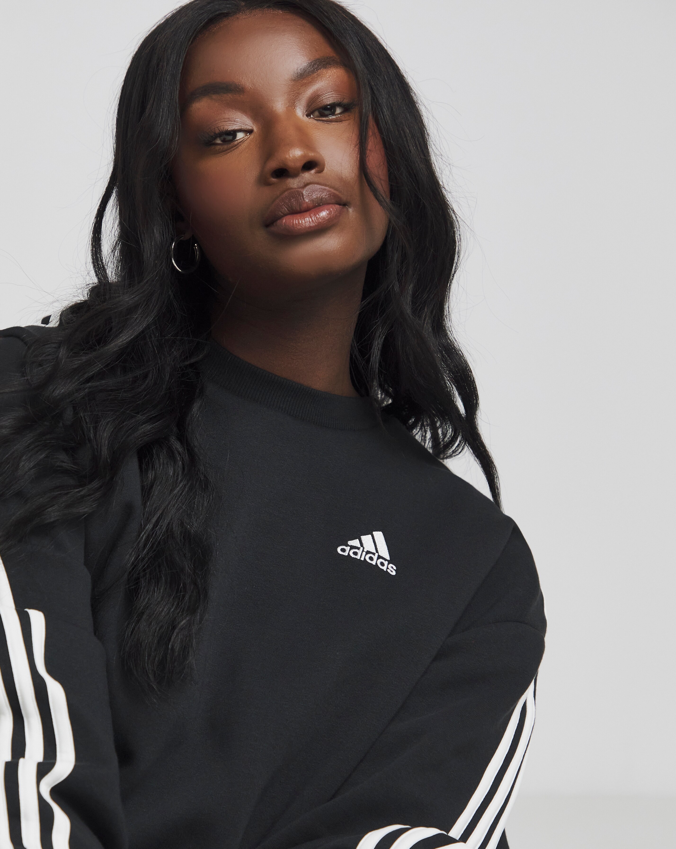 Adidas 3 stripe sweatshirt womens sales