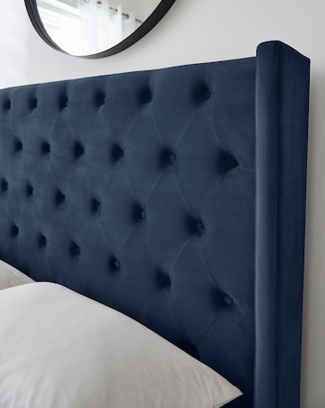 Allegra Winged Velvet Ottoman Bedframe