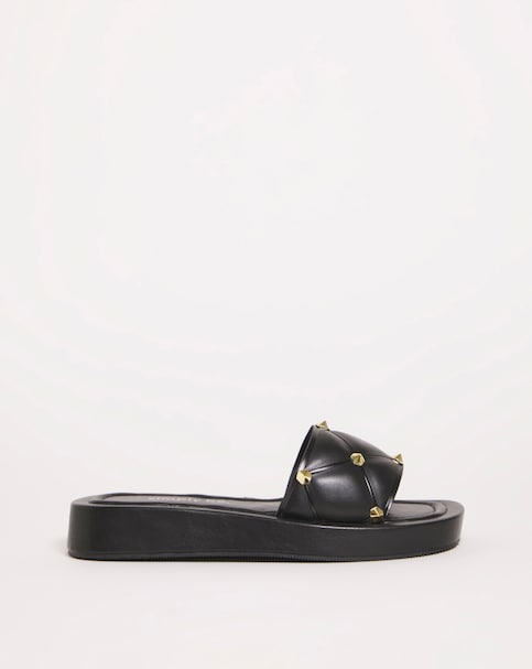 Simply Be Belle Quilted Studded Mule Sandals - Wide Fit (E)