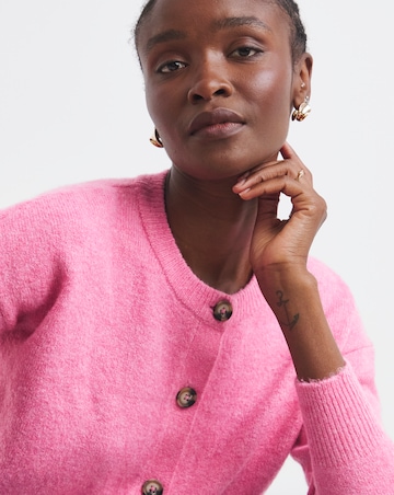 Cosy Yarn Pink Crew Neck Cardigan