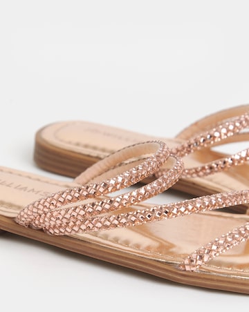 Daffodil Sparkly Asymmetric Flat Mule Sandals - Extra Wide Fit (EEE)