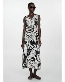 Mango Julia Leaf Print Dress