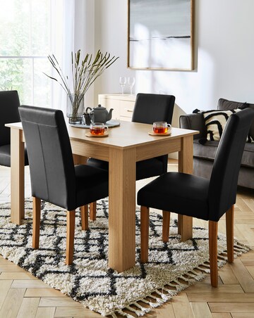 Dakota Small Dining Table with 4 Ava Faux Leather Chairs