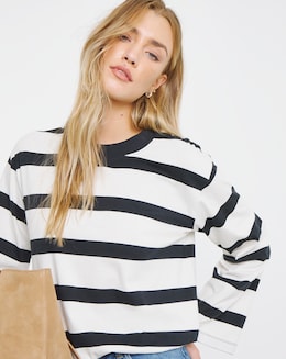 Black &amp; White Stripe Long Sleeve Top