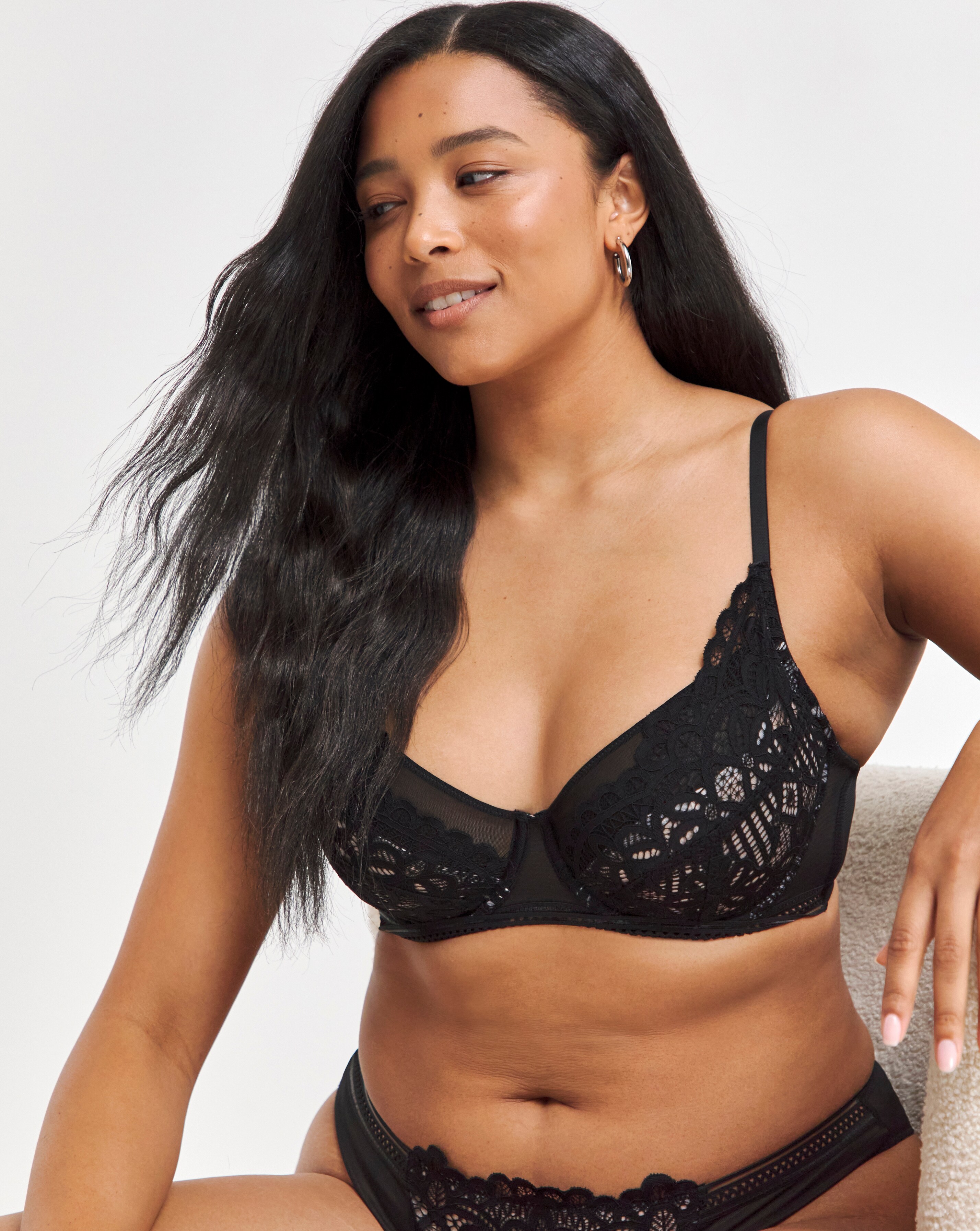 Figleaves Harper Geometric Lace Full Cup Bra B-G - Black